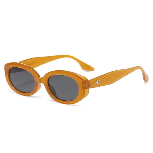 DENUVI Ovale Nieten-Sonnenbrille UV400 für Outdoor-Sportarten, Laufen und Reiten, orange schwarz DENUVI Ovale Nieten-Sonnenbrille UV400 für Outdoor-Sportarten, Laufen und Reiten, orange schwarz von DENUVI