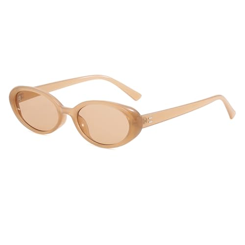 DENUVI Ovale Sonnenbrille Damen Herren UV400 für Outdoor-Sportarten Laufen und Reiten, hellbraun von DENUVI