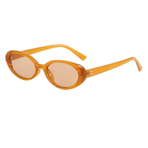 DENUVI Ovale Sonnenbrille mit kleinem Rahmen, Damen und Herren, UV400 für Outdoor-Sport, Laufen und Reisen, Orange, Klar, Braun von DENUVI