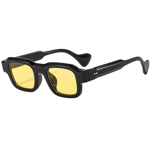 DENUVI Punk-Sonnenbrille UV400 Mann Frau Bonbonfarben für Outdoor-Sportarten Laufen und Reiten, schwarz gelb von DENUVI