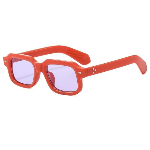 DENUVI Rivet Punk UV400 Damen Sonnenbrille Herren für Outdoor-Sportarten Laufen und Reiten, C3 Rot Lila DENUVI Rivet Punk UV400 Damen Sonnenbrille Herren für Outdoor-Sportarten Laufen und Reiten, C3 Rot Lila von DENUVI