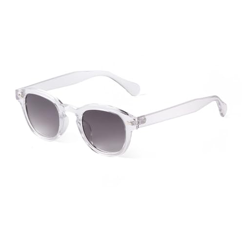 DENUVI Runde Sonnenbrille Damen Herren Nieten Gelb Blaue Linse UV400 Für Outdoor-Sportarten Laufen Und Reiten,C7 von DENUVI