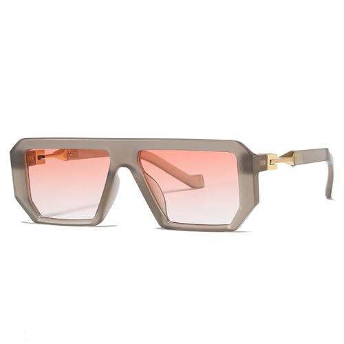 DENUVI Sonnenbrille mit großem Rahmen, Damen und Herren, Reise-UV400, für Outdoor-Sport, Laufen und Reiten, Grau/Orange von DENUVI