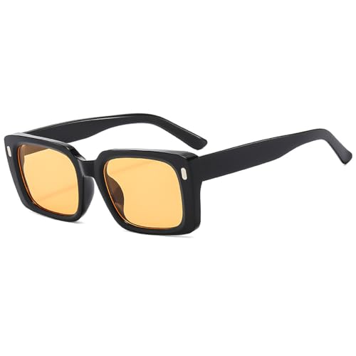 DENUVI Sonnenbrillen UV400 Rice Nail Vielseitig für Outdoor-Sportarten Laufen und Reiten,Schwarz Gelb von DENUVI