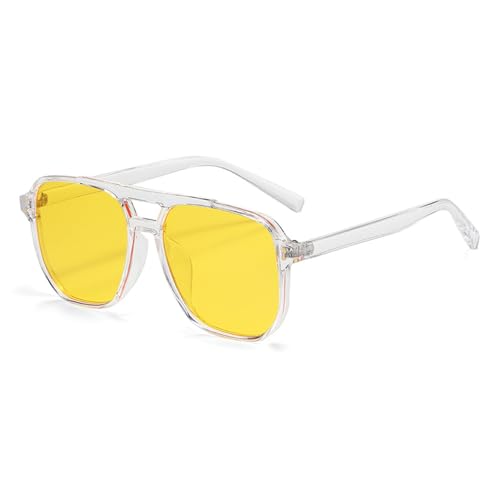 Ovale Sonnenbrille mit Farbverlauf und Doppelsteg, für Damen, Bonbonfarben, UV400 für Outdoor-Sportarten, Laufen und Reiten, transparent gelb von DENUVI