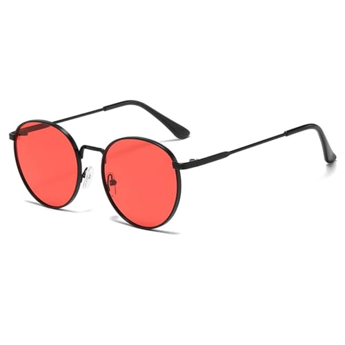 Runde Punk-Sonnenbrille für Herren und Damen, Metall, bunte Gläser, UV400, für Outdoor-Sport, Laufen und Reisen, Schwarz Rot Runde Punk-Sonnenbrille für Herren und Damen, Metall, bunte Gläser, UV400, für Outdoor-Sport, Laufen und Reisen, Schwarz Rot von DENUVI