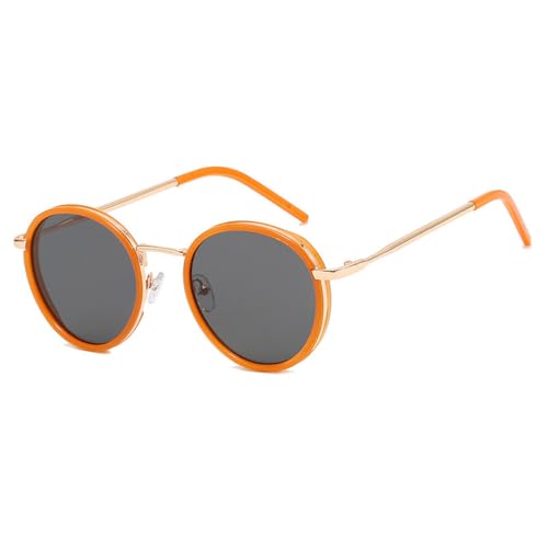 Runde Sonnenbrille für Herren und Damen, UV400, für Outdoor-Sport, Laufen und Reisen, Orange Grau von DENUVI