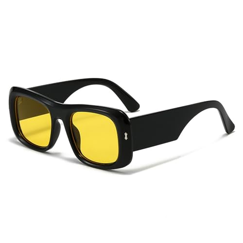 Sonnenbrillen für Damen und Herren, UV400, für Outdoor-Sportarten, Laufen und Reiten, Schwarz/Gelb von DENUVI