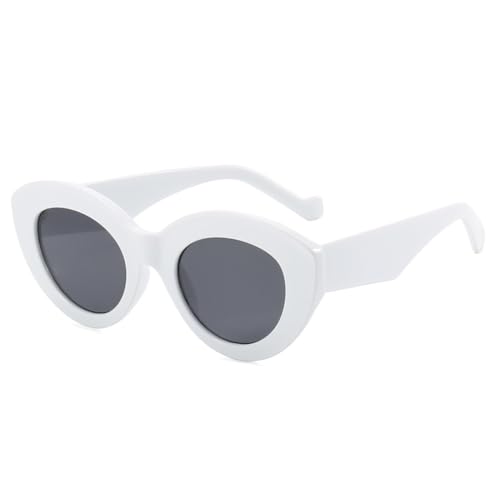 Übergroße Cat Eye-Sonnenbrille mit Farbverlauf für Damen, UV400, für Outdoor-Sport, Laufen und Reiten, Weiß/Grau von DENUVI