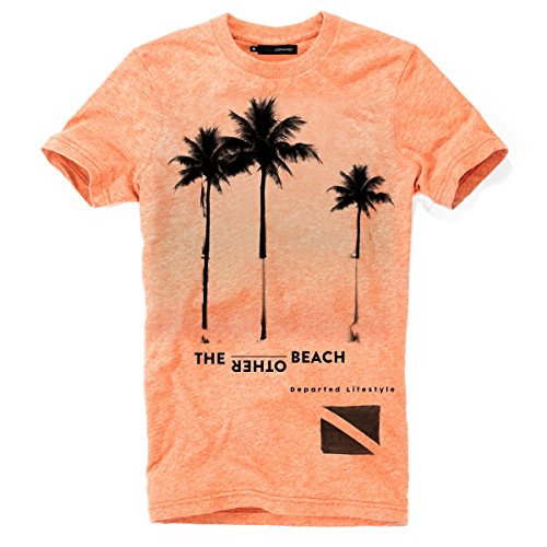 DEPARTED Herren T-Shirt mit Print/Motiv 3822-230 - New fit Größe XL, Sunset orange Triblend von DEPARTED