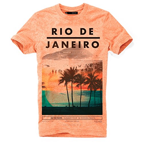 DEPARTED Herren T-Shirt mit Print/Motiv 3849-230 - New fit Größe M, Sunset orange Triblend von DEPARTED