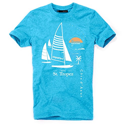 DEPARTED Herren T-Shirt mit Print/Motiv 4019-180 - New fit Größe M, Island Blue Melange von DEPARTED