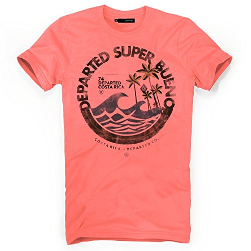 DEPARTED Herren T-Shirt mit Print/Motiv 4053-210 - New fit Größe S, California Coral von DEPARTED