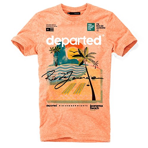 DEPARTED Herren T-Shirt mit Print/Motiv 4058-230 - New fit Größe M, Sunset orange Triblend von DEPARTED
