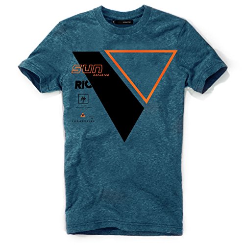 DEPARTED Herren T-Shirt mit Print/Motiv 4064-270 - New fit Größe S, Pacific Breeze Teal Melange von DEPARTED