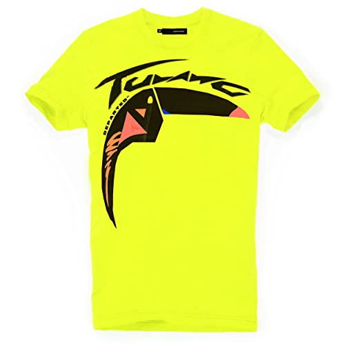 DEPARTED Herren T-Shirt mit Print/Motiv 4220 - New fit Größe M, Neon Yellow Breeze von DEPARTED