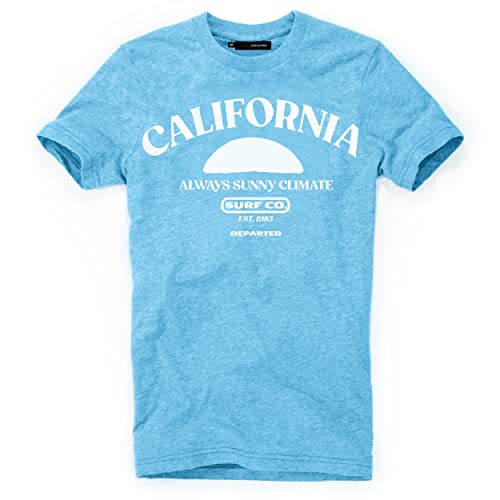 DEPARTED Herren T-Shirt mit Print/Motiv 4233 - New fit Größe L, Beachside Blue von DEPARTED
