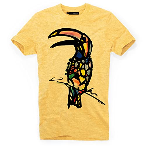 DEPARTED Herren T-Shirt mit Print/Motiv 4263 - New fit Größe M, Pomelo Yellow Melange von DEPARTED
