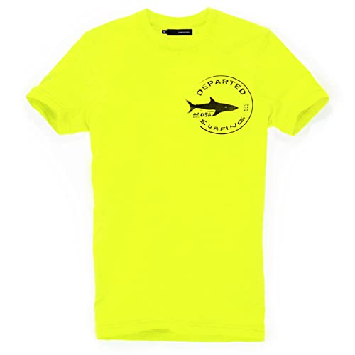 DEPARTED Herren T-Shirt mit Print/Motiv 4318 - New fit Größe XL, Neon Yellow Breeze von DEPARTED