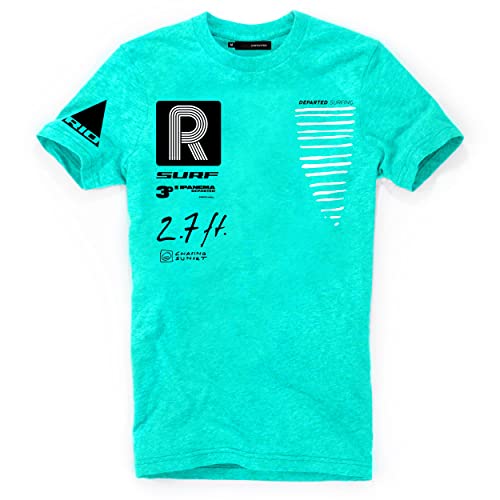 DEPARTED Herren T-Shirt mit Print/Motiv 4337 - New fit Größe M, Pacific Green Melange von DEPARTED