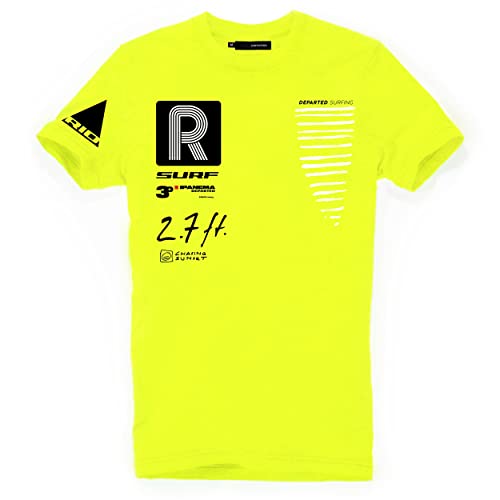 DEPARTED Herren T-Shirt mit Print/Motiv 4340 - New fit Größe L, Neon Yellow Breeze von DEPARTED