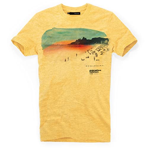 DEPARTED Herren T-Shirt mit Print/Motiv 4350 - New fit Größe L, Pomelo Yellow Melange von DEPARTED