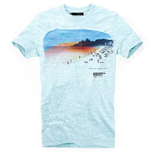 DEPARTED Herren T-Shirt mit Print/Motiv 4353 - New fit Größe M, Iced Blue von DEPARTED