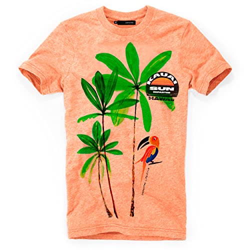 DEPARTED Herren T-Shirt mit Print/Motiv 4366 - New fit Größe XL, Sunset Orange Triblend von DEPARTED