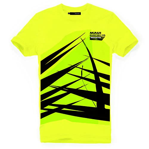 DEPARTED Herren T-Shirt mit Print/Motiv 4381 - New fit Größe L, Neon Yellow Breeze von DEPARTED