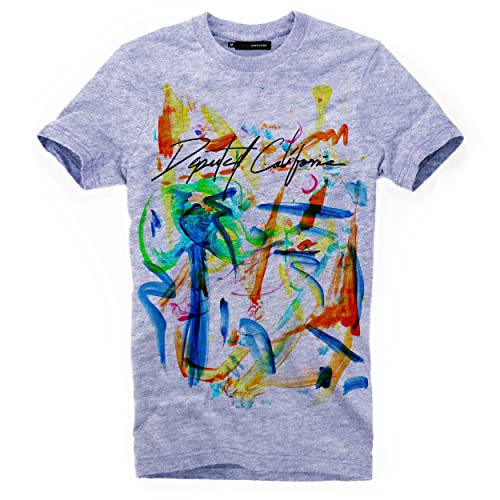 DEPARTED Herren T-Shirt mit Print/Motiv 4393 - New fit Größe M, Bracing Blue Melange von DEPARTED