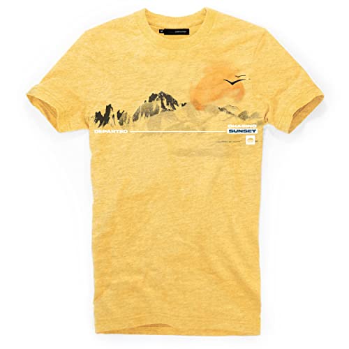 DEPARTED Herren T-Shirt mit Print/Motiv 4406 - New fit Größe M, Pomelo Yellow Melange von DEPARTED