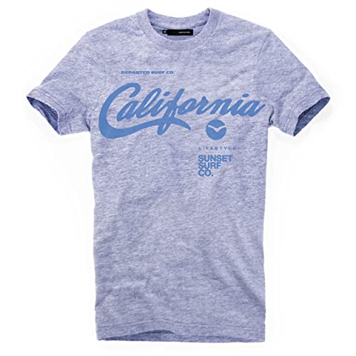 DEPARTED Herren T-Shirt mit Print/Motiv 4508 - New fit Größe XL, Bracing Blue Melange von DEPARTED