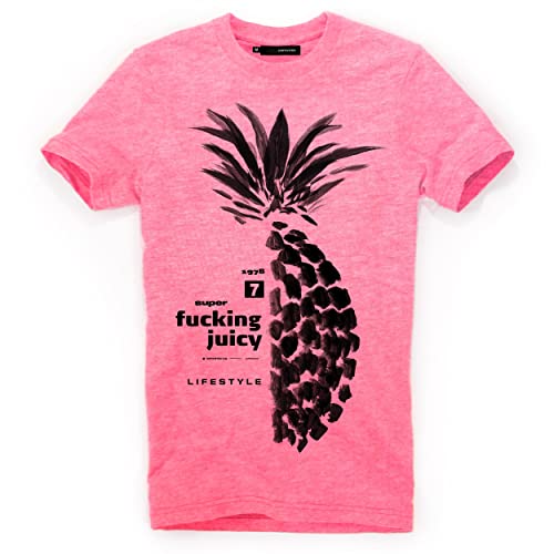 DEPARTED Herren T-Shirt mit Print/Motiv 4520 - New fit Größe L, Neon Pale pink von DEPARTED