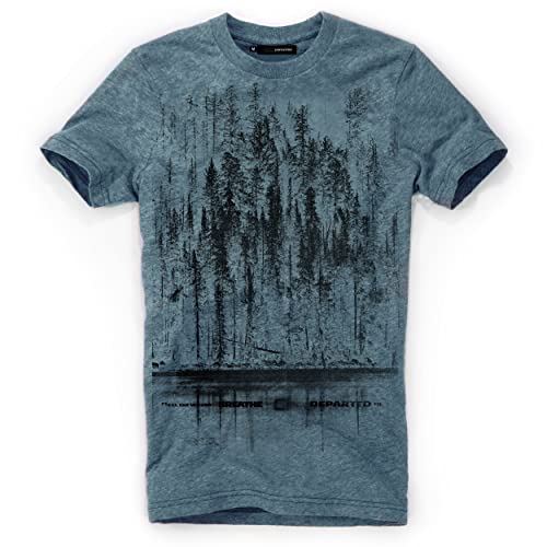 DEPARTED Herren T-Shirt mit Print/Motiv 4575 - New fit Größe L, Ocean Denim Blue Triblend von DEPARTED