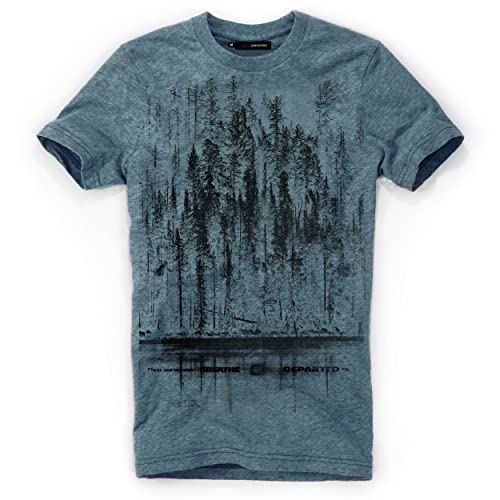 DEPARTED Herren T-Shirt mit Print/Motiv 4575 - New fit Größe M, Ocean Denim Blue Triblend von DEPARTED