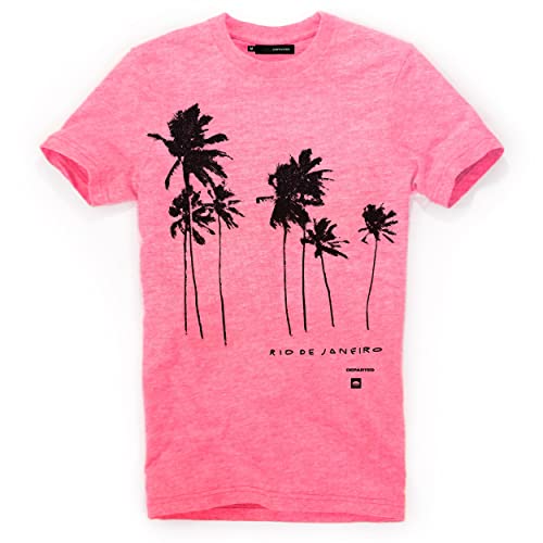 DEPARTED Herren T-Shirt mit Print/Motiv 4585 - New fit Größe L, Neon Pale pink von DEPARTED