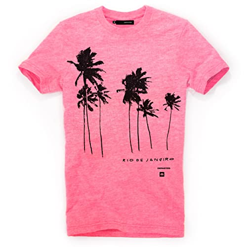 DEPARTED Herren T-Shirt mit Print/Motiv 4585 - New fit Größe S, Neon Pale pink von DEPARTED