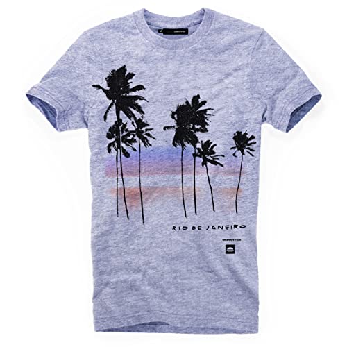 DEPARTED Herren T-Shirt mit Print/Motiv 4590 - New fit Größe L, Bracing Blue Melange von DEPARTED