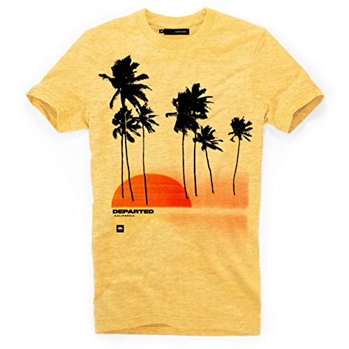DEPARTED Herren T-Shirt mit Print/Motiv 4592 - New fit Größe L, Pomelo Yellow Melange von DEPARTED
