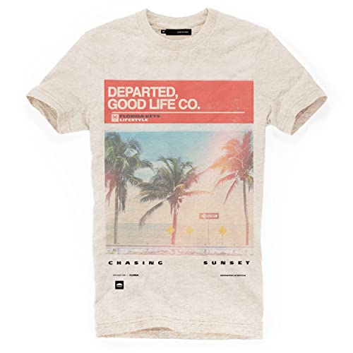 DEPARTED Herren T-Shirt mit Print/Motiv 4644 - New fit Größe M, Rock White von DEPARTED