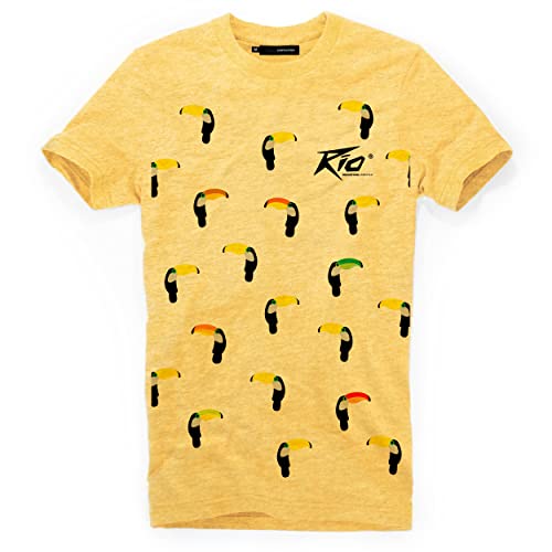 DEPARTED Herren T-Shirt mit Print/Motiv 4752 - New fit Größe L, Pomelo Yellow Melange von DEPARTED