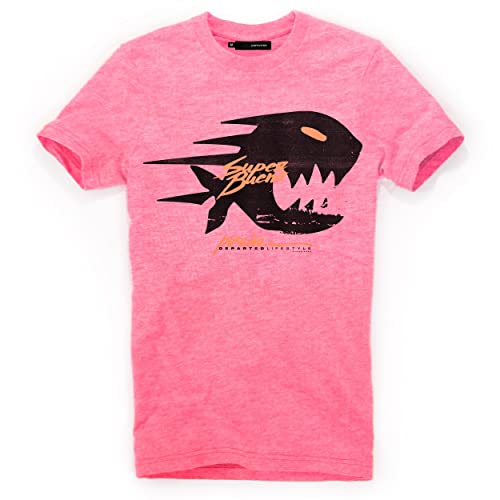 DEPARTED Herren T-Shirt mit Print/Motiv 4812 - New fit Größe L, Neon Pale pink von DEPARTED