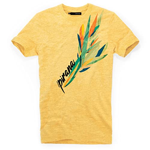 DEPARTED Herren T-Shirt mit Print/Motiv 4814 - New fit Größe M, Pomelo Yellow Melange von DEPARTED