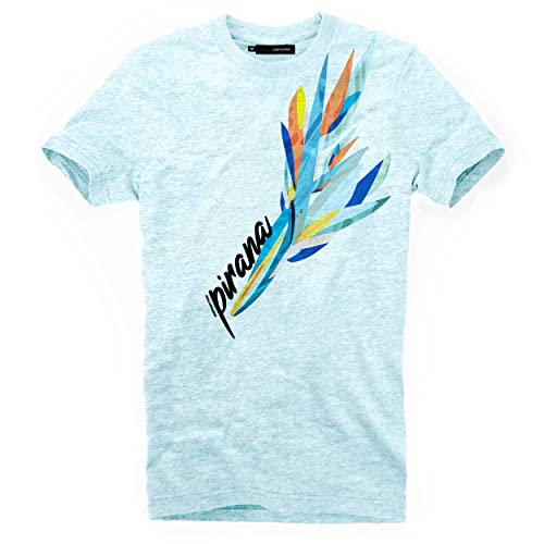 DEPARTED Herren T-Shirt mit Print/Motiv 4817 - New fit Größe L, Iced Blue von DEPARTED