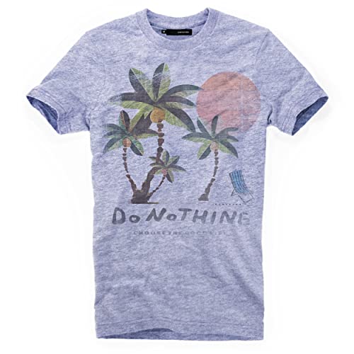 DEPARTED Herren T-Shirt mit Print/Motiv 4830 - New fit Größe L, Bracing Blue Melange von DEPARTED