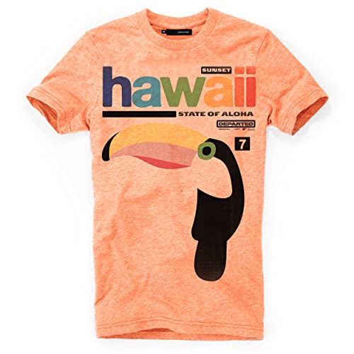 DEPARTED Herren T-Shirt mit Print/Motiv 4852 - New fit Größe L, Sunset Orange Triblend von DEPARTED