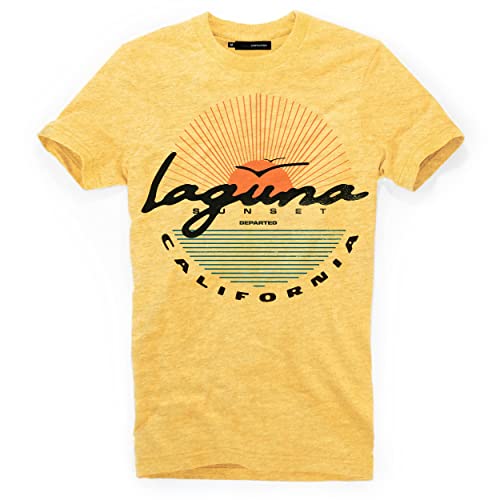 DEPARTED Herren T-Shirt mit Print/Motiv 4912 - New fit Größe M, Pomelo Yellow Melange von DEPARTED