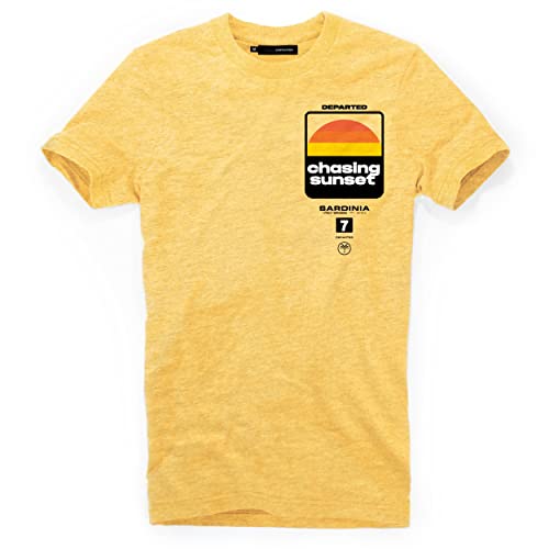 DEPARTED Herren T-Shirt mit Print/Motiv 4916 - New fit Größe M, Pomelo Yellow Melange von DEPARTED