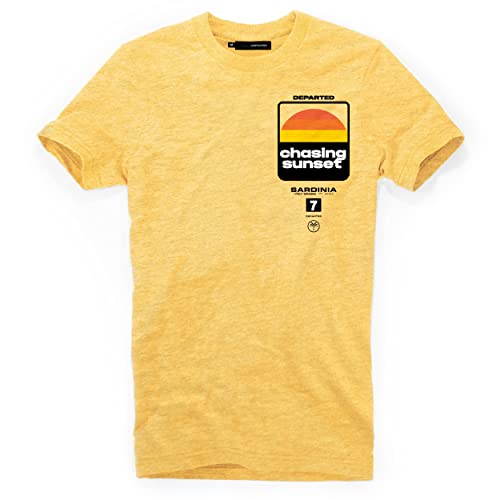 DEPARTED Herren T-Shirt mit Print/Motiv 4916 - New fit Größe XL, Pomelo Yellow Melange von DEPARTED