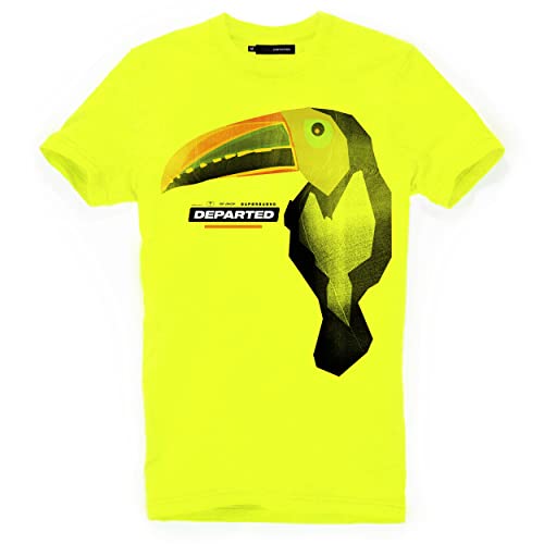 DEPARTED Herren T-Shirt mit Print/Motiv 4955 - New fit Größe M, Neon Yellow Breeze von DEPARTED